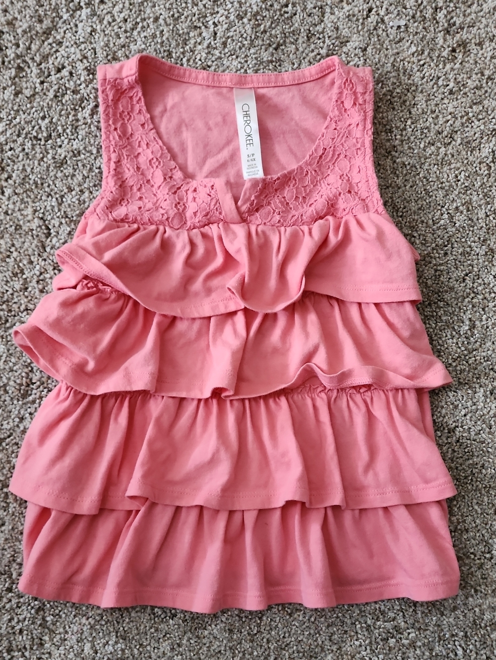 6X Cherokee Pink Lace Ruffle Tank Top